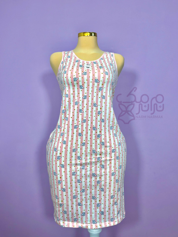 پیراهن نخ پنبه صورتی راه راه