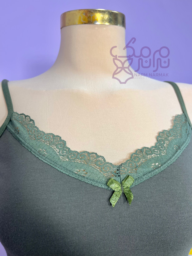 تاپ بندی لبه توری رنگ سبز