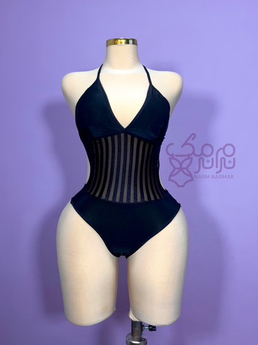 مایو یک تکه جلو گیپور راه راه