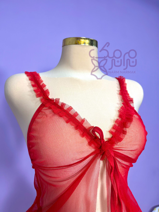 لباس خواب تمام تور قرمز