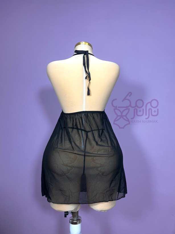 لباس خواب شب با کمر دامنی تور و پشت باز