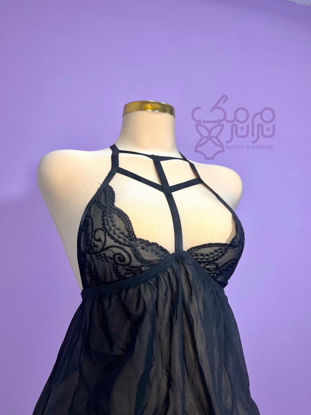 لباس خواب مشکی شورت لامبادا و رویه حریر