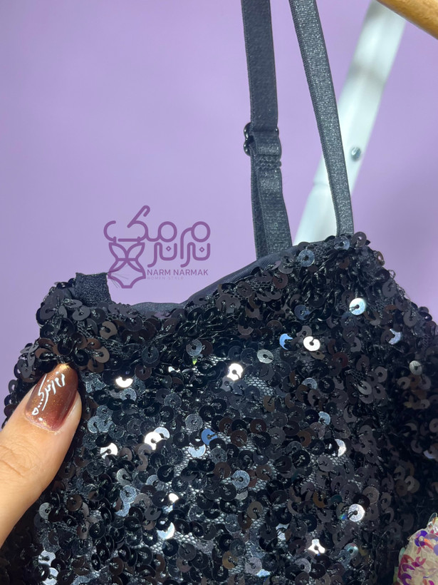 کراپ کاپدار مشکی پولکی | نرم نرمک