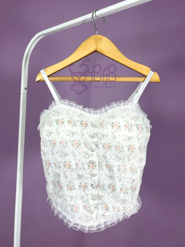 کراپ وارداتی کاپدار دکمه مروارید | نرم نرمک