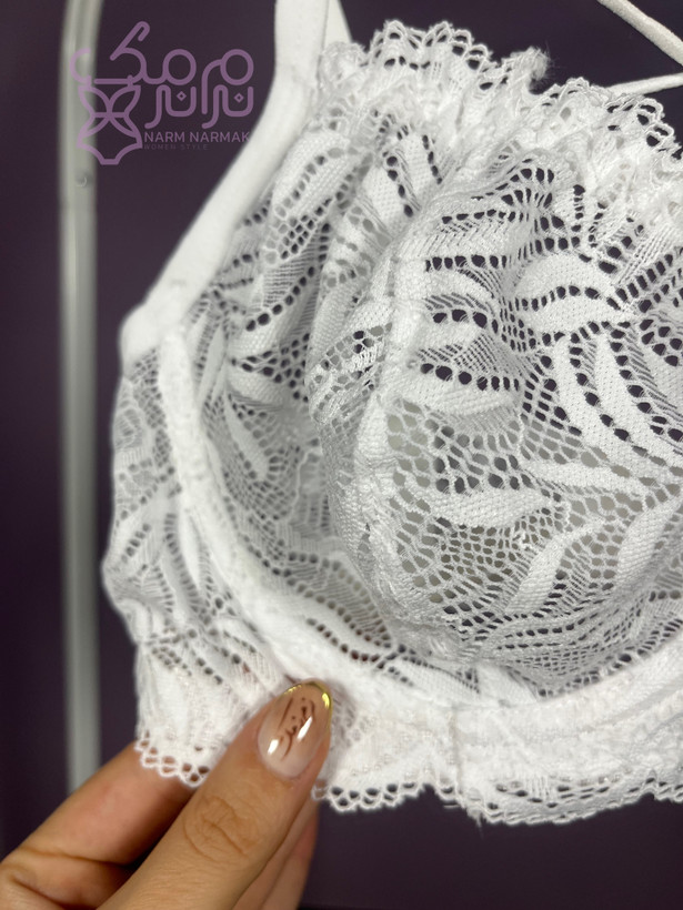 سوتین فنردار سفید گیپور | نرم نرمک